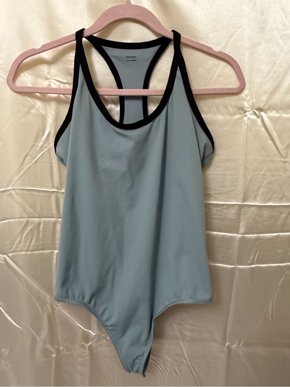 Gilly Hicks Light Blue Tank Bodysuit with Black Trim